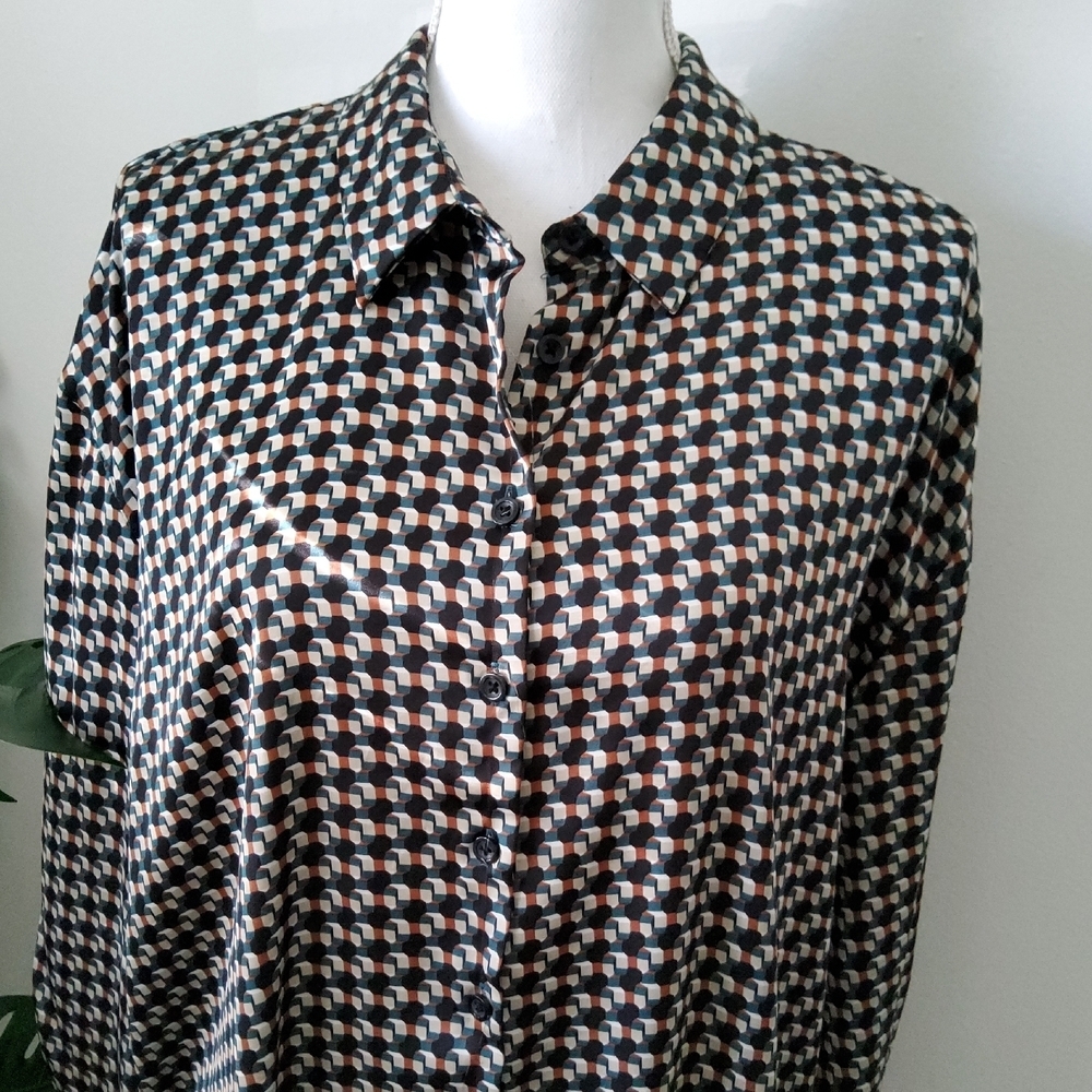 Carolina Belle Geometric Pattern Long Sleeve Shirtdress - Picture 8 of 11